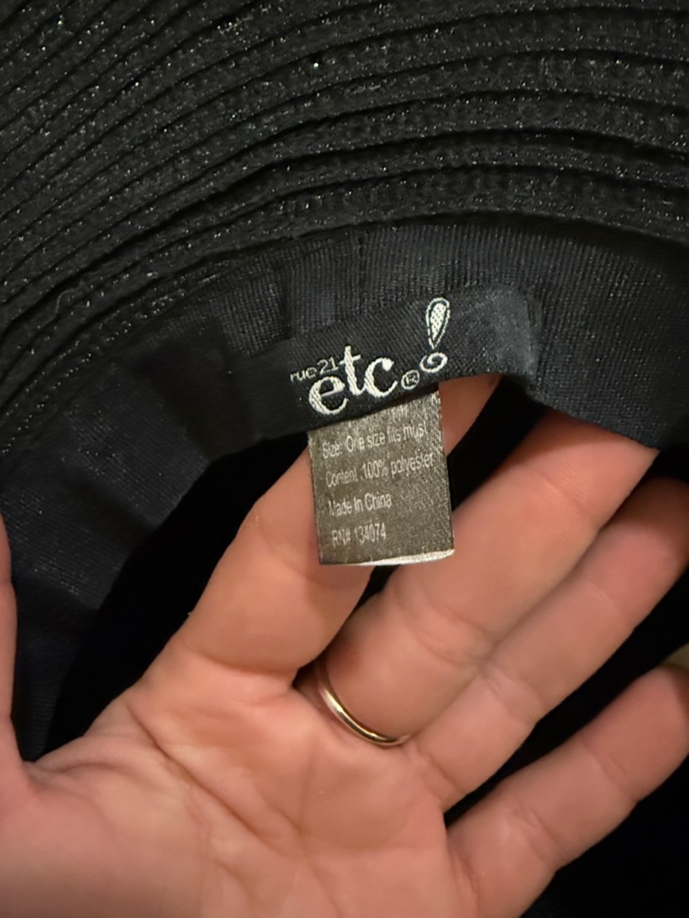 Black Wide Brim Sun Hat- Rue 21 - Picture 3 of 6